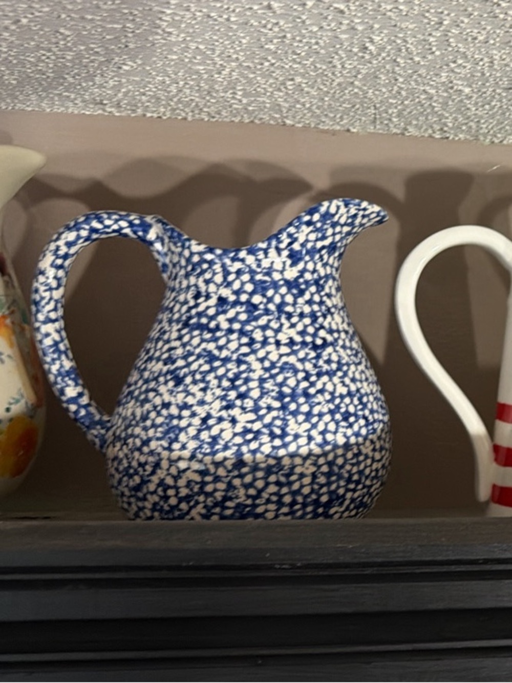 White and blue Ceramic Pitcher - Home Art